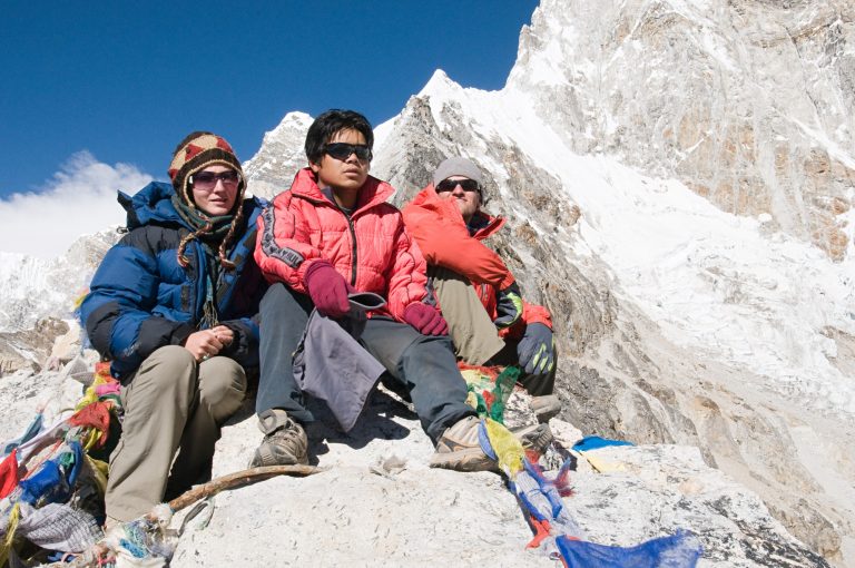 People mountaineering in the himalayas