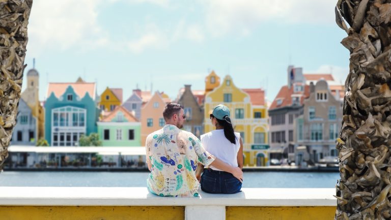 Willemstad Curacao, colorful buildings around Willemstad Punda and Otrobanda